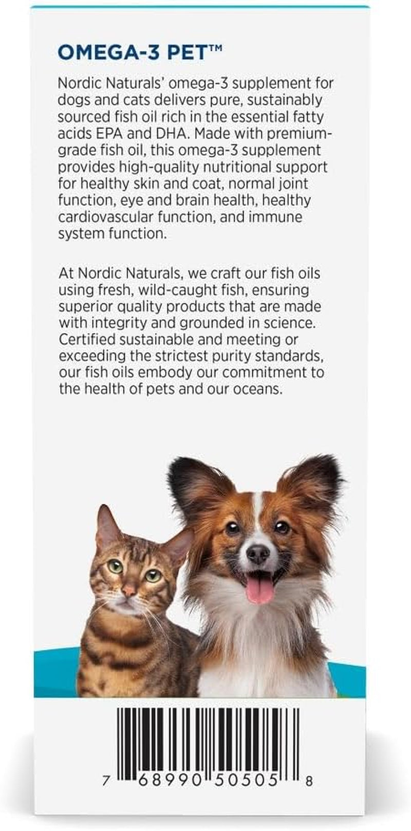 Omega-3 Pet, Unflavored - 2 Oz - 304 Mg Omega-3 per One Ml - Fish Oil for Small Dogs & Cats with EPA & DHA - Promotes Heart, Skin, Coat, & Immune Health