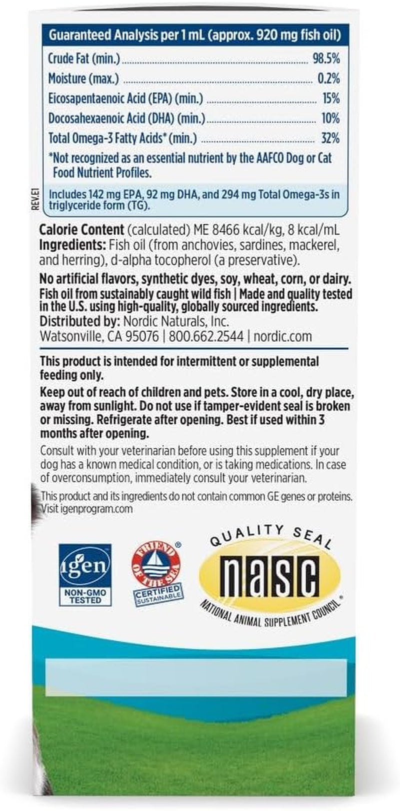 Omega-3 Pet, Unflavored - 2 Oz - 304 Mg Omega-3 per One Ml - Fish Oil for Small Dogs & Cats with EPA & DHA - Promotes Heart, Skin, Coat, & Immune Health