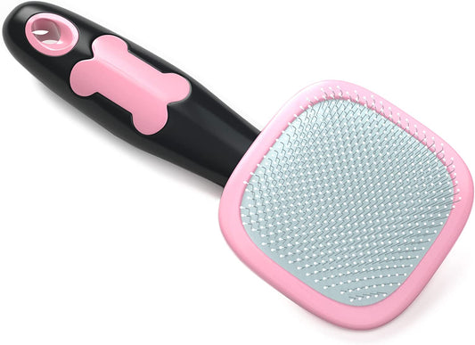 Dog & Cat Grooming Brush - Slicker Shedding Tools (Pink)